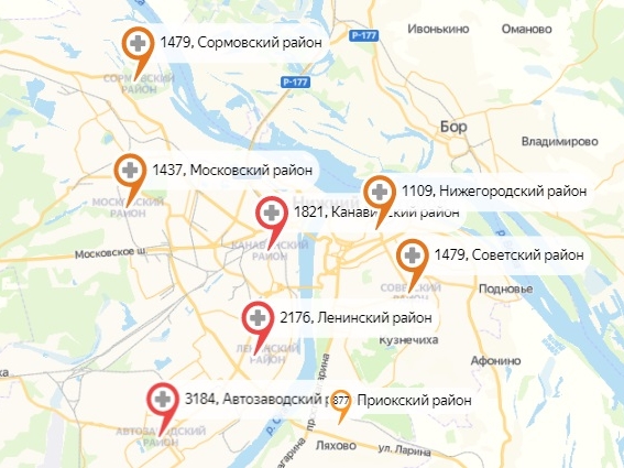Назван топ-районов Нижнего Новгорода по заражениям COVID