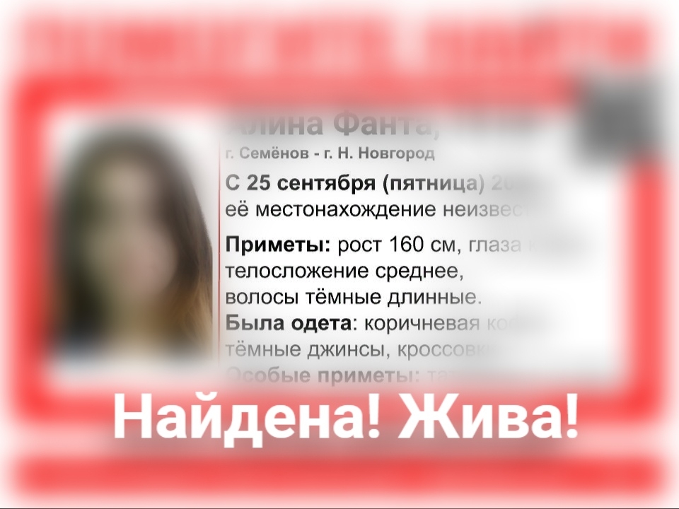 Image for Пропавшую 16-летнюю нижегородку нашли живой 