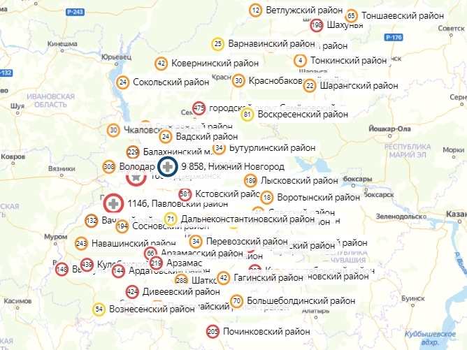 Карта заражений Нижегородской области обновлена