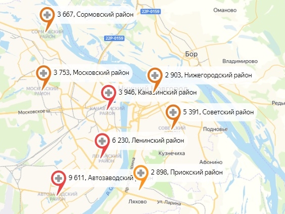 Сразу 102 случая заражения произошло в Московском районе Нижнего Новгорода