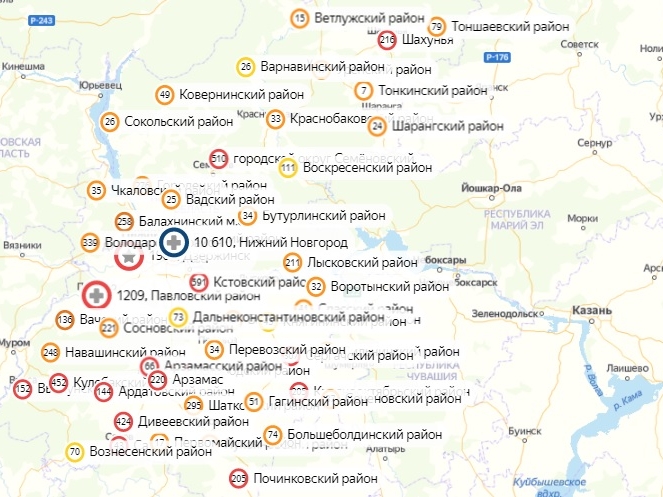 Обновлена карта заражений коронавирусом в Нижегородской области