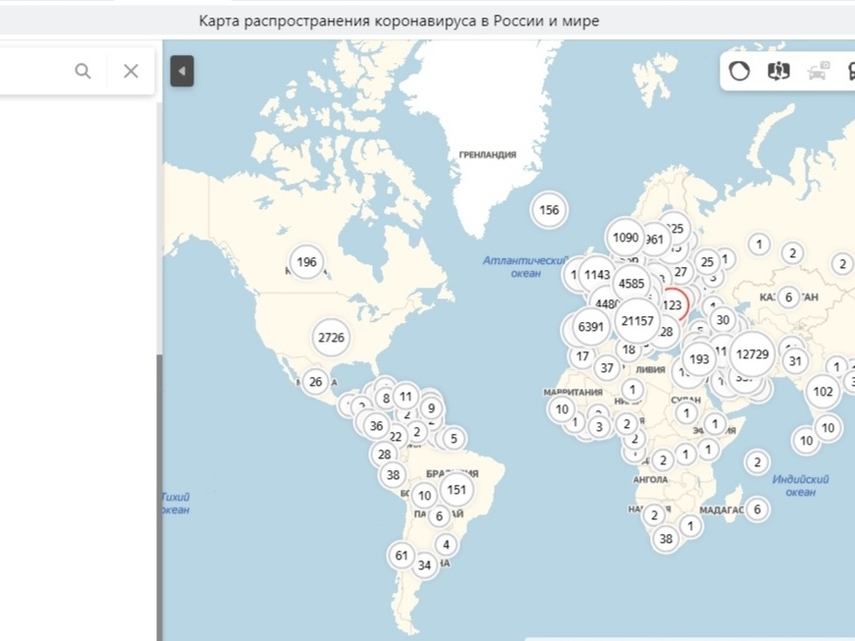 Image for Яндекс выпустил карту распространения коронавируса