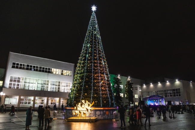 Image for Новогоднюю ель начали устанавливать на центральной площади Дзержинска