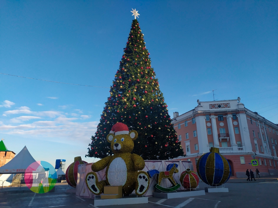 Новогоднюю ель поставили на центральной площади Нижнего Новгорода