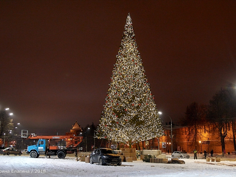 Image for Как в Нижнем Новгороде елку новогоднюю на площади Минина и Пожарского ставили: фоторепортаж