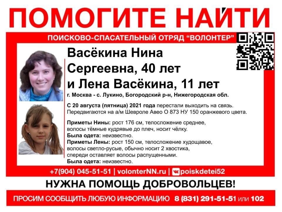 Image for Мама с дочкой пропали в Нижегородской области, возвращаясь домой из Москвы