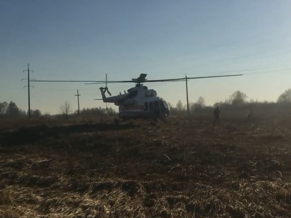Image for Крупный природный пожар в Вачском районе тушили с помощью вертолёта МЧС