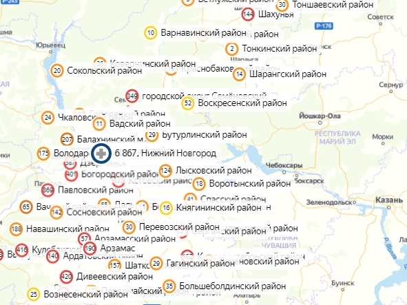 Image for Обновлена карта заражения COVID-19 Нижегородской области