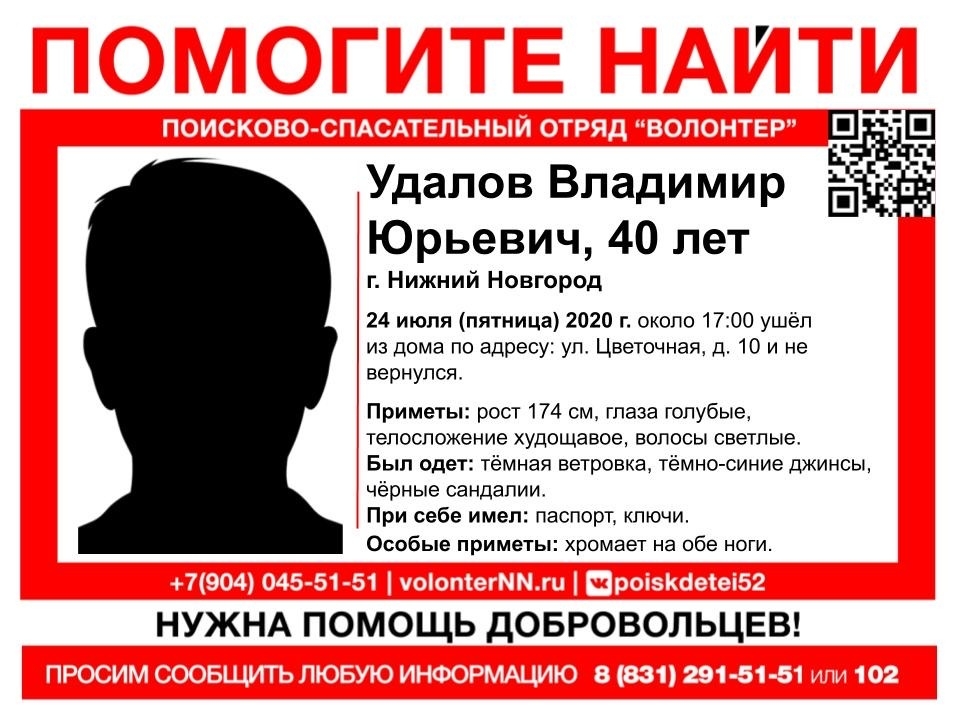 Image for 40-летний Владимир Удалов пропал в Нижнем Новгороде