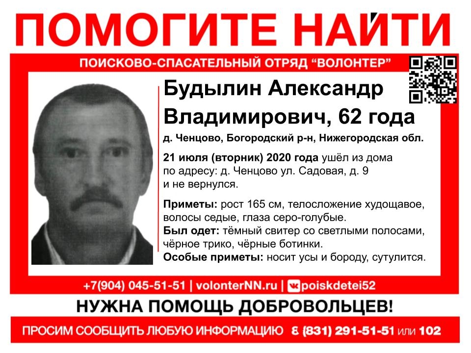 62-летнего Александра Будылина разыскивают в Богородском районе