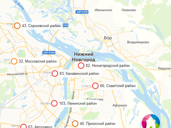 Названы районы Нижнего Новгорода, лидирующие по заражениям COVID-19 