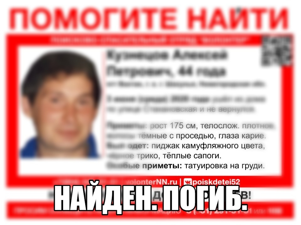 Image for Пропавший в Шахунье Алексей Кузнецов найден погибшим