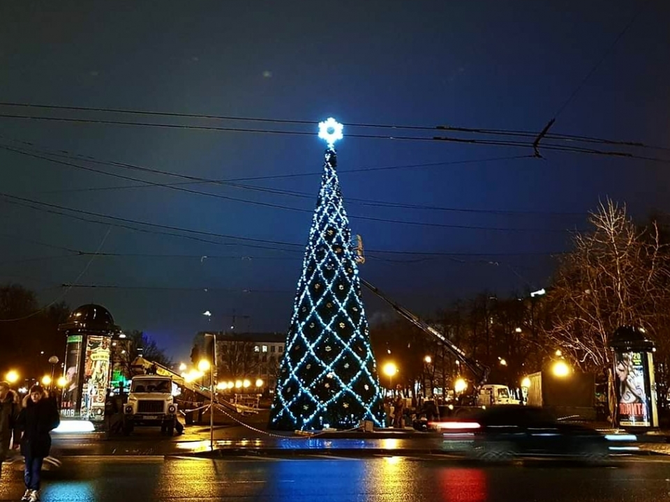 Новогодняя елка появилась на площади Горького