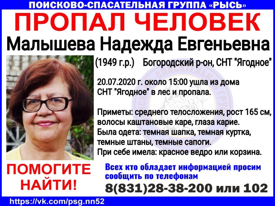Image for 71-летняя Надежда Малышева пропала в Богородском районе