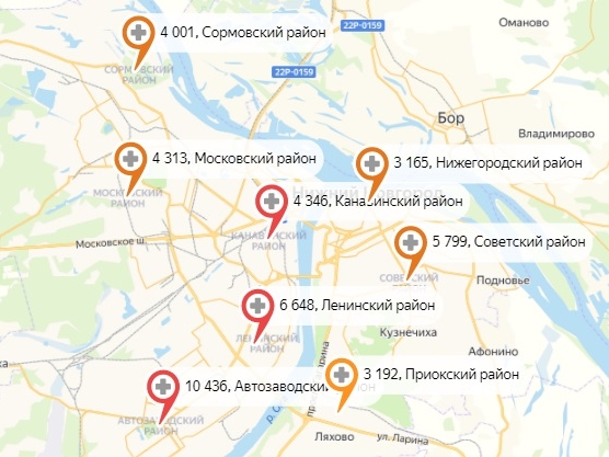 Вспышки коронавируса зафиксировали сразу в четырех районах Нижнего Новгорода