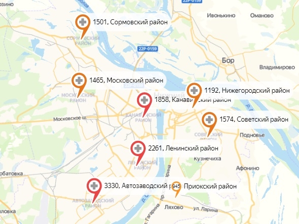 Назван топ-3 районов Нижнего Новгорода по числу зараженных
