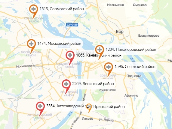 Свыше 20 новых заражений нашли сразу в двух районах Нижнего Новгорода