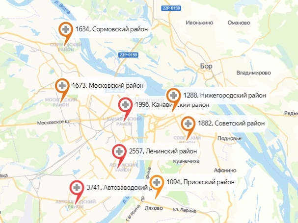 Только в 1 районе Нижнего Новгорода не нашли COVID-19 за сутки