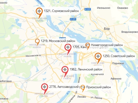 Обновлена карта заражений по районам Нижнего Новгорода
