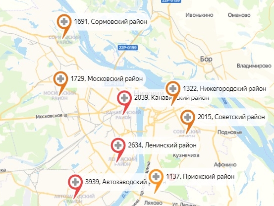 Image for Опубликована обновленная карта заражений Нижнего Новгорода
