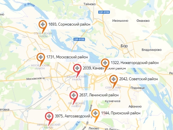 В двух районах Нижнего Новгорода произошел скачок по числу заражений