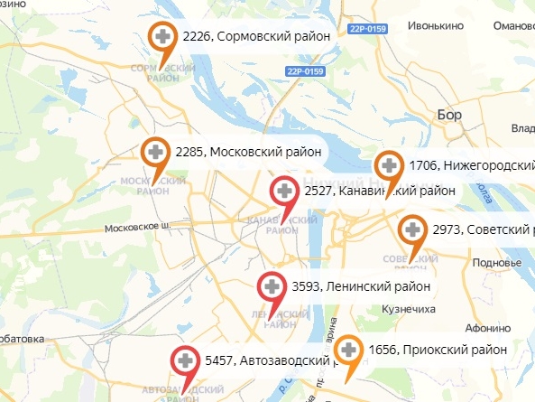 Московской район лидирует за сутки по приросту заражённых в Нижнем Новгороде