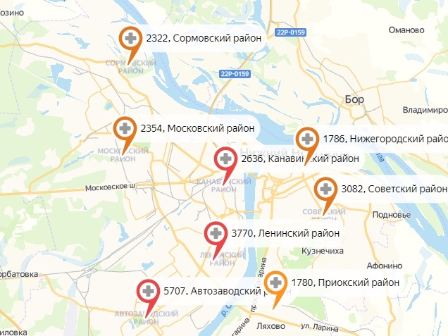 Более 75% зараженных за сутки обнаружили в двух районах Нижнего Новгорода