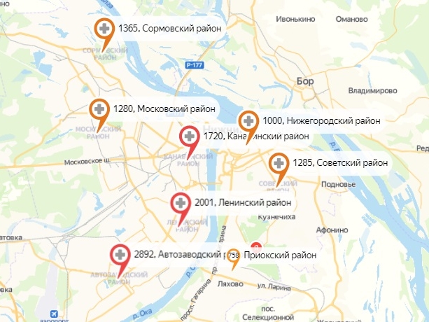7 районов Нижнего Новгорода покорили рубеж в 1000 заражений