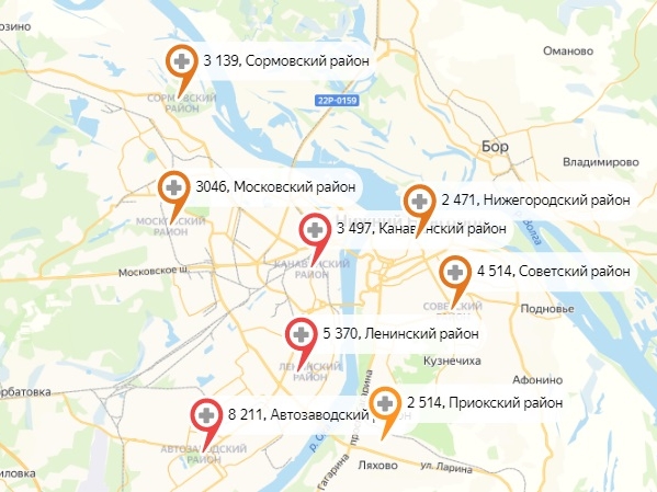 Вспышка коронавируса зафиксирована в трех районах Нижнего Новгорода