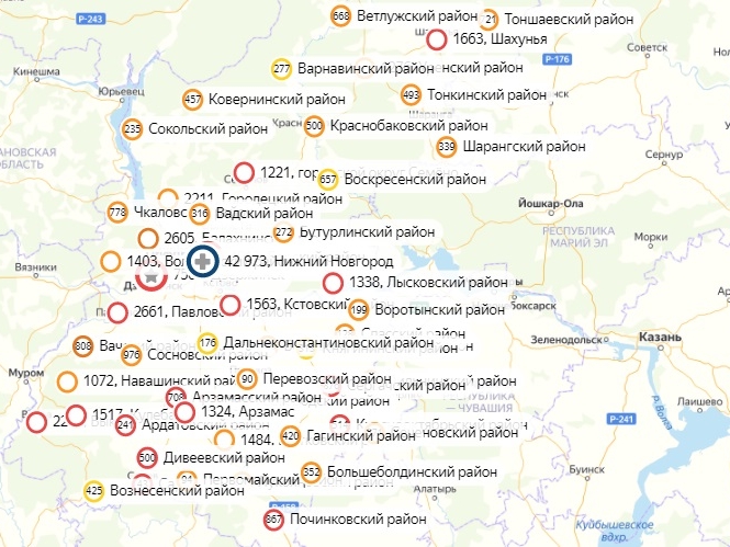 Коронавирус за сутки на выявлен в 35 муниципалитетах Нижегородской области