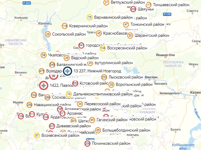 32 района Нижегородской области обошел коронавирус