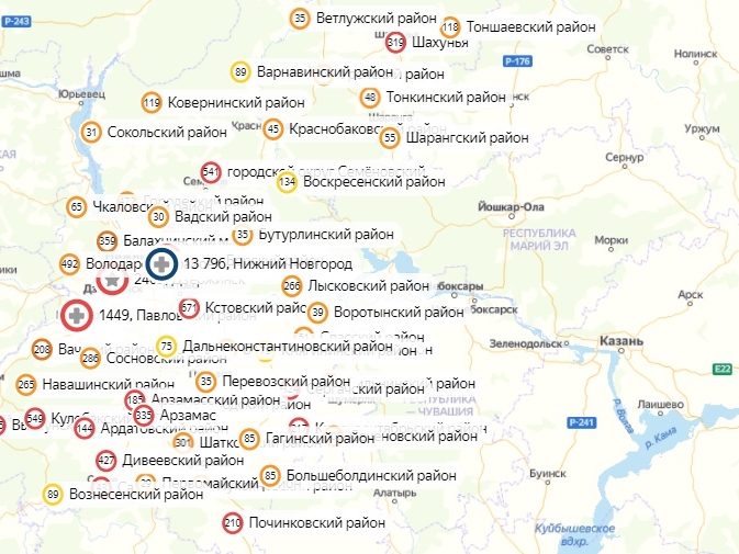 Image for Обновлена карта заражений Нижегородской области