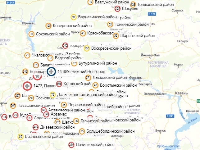 Три города Нижегородской области лидируют по приросту ковид за сутки