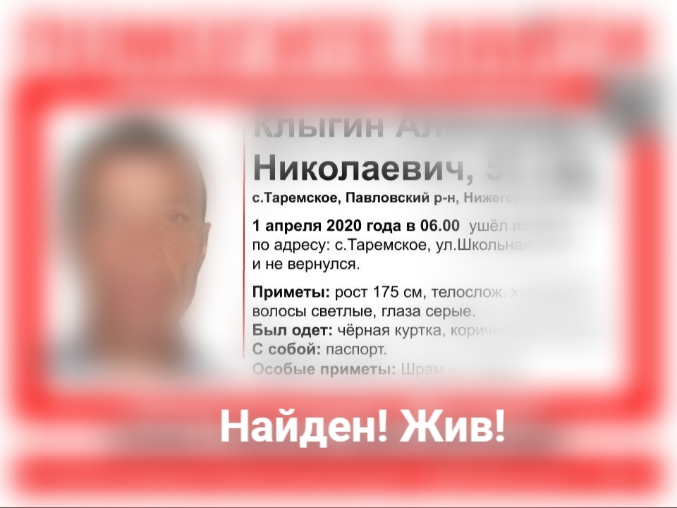 Пропавшего в Павловском районе Александра Клыгина нашли спустя почти полгода поисков