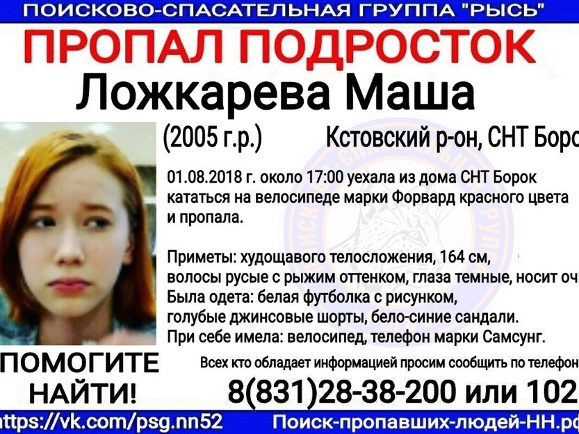 Image for СК сообщил о расширении территории поиска Маши Ложкаревой
