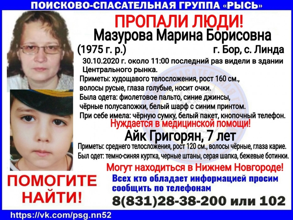 Пропавших в Нижегородской области женщину и 7-летнего ребенка нашли спустя сутки