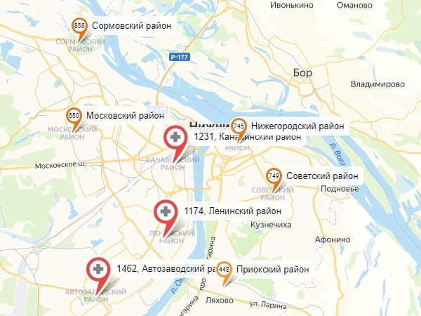 Image for Обновлена карта по заражениям COVID-19 в Нижнем Новгороде