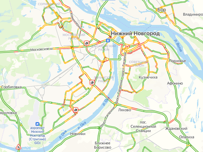 Image for Пробки в 9 баллов сковали движение в Нижнем Новгороде вечером 13 января
