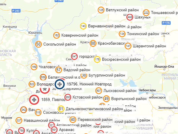 Image for Опубликована карта заражений в Нижегородской области за семь месяцев
