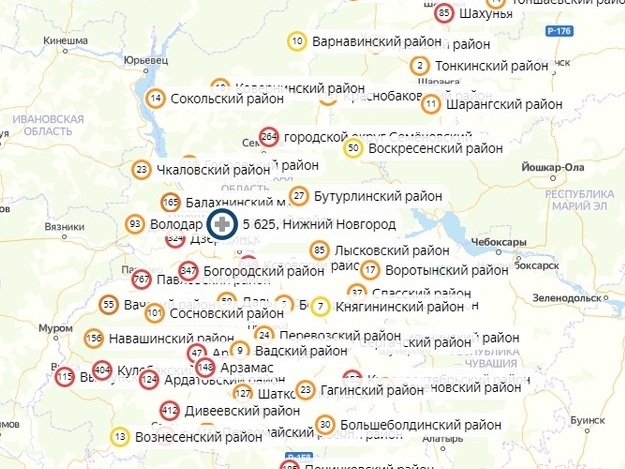 Image for Опубликована карта очагов заражения COVID в Нижегородской области