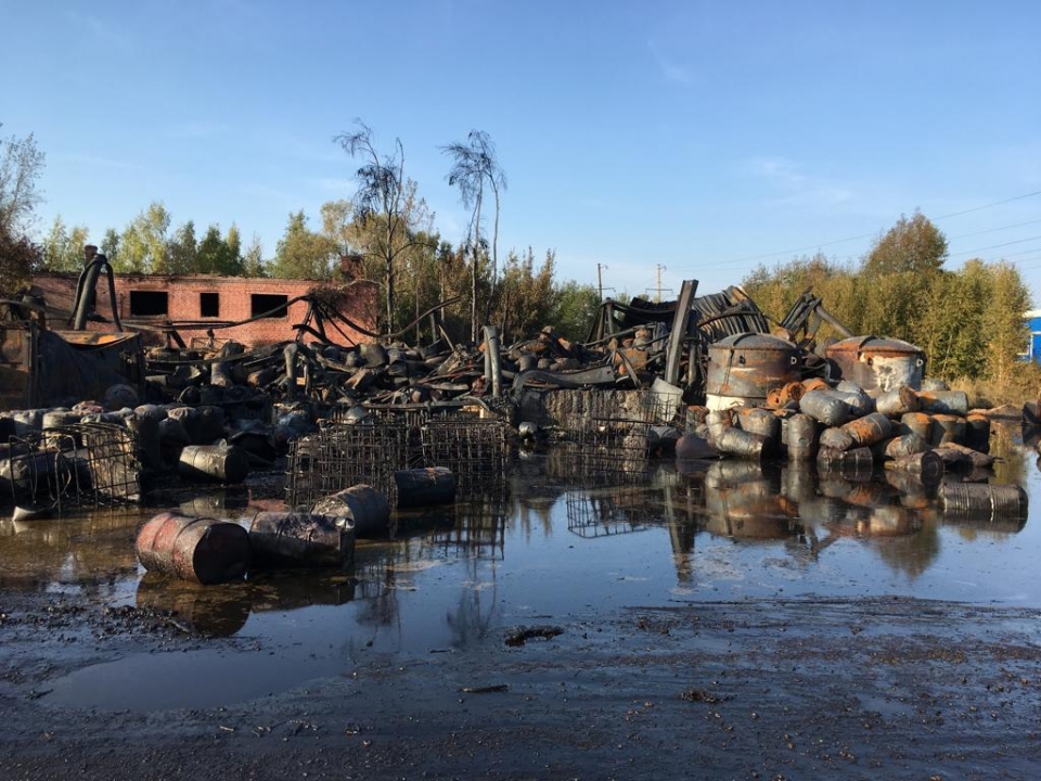 МЧС показало последствия пожара на складе ГСМ под Нижним Новгородом
