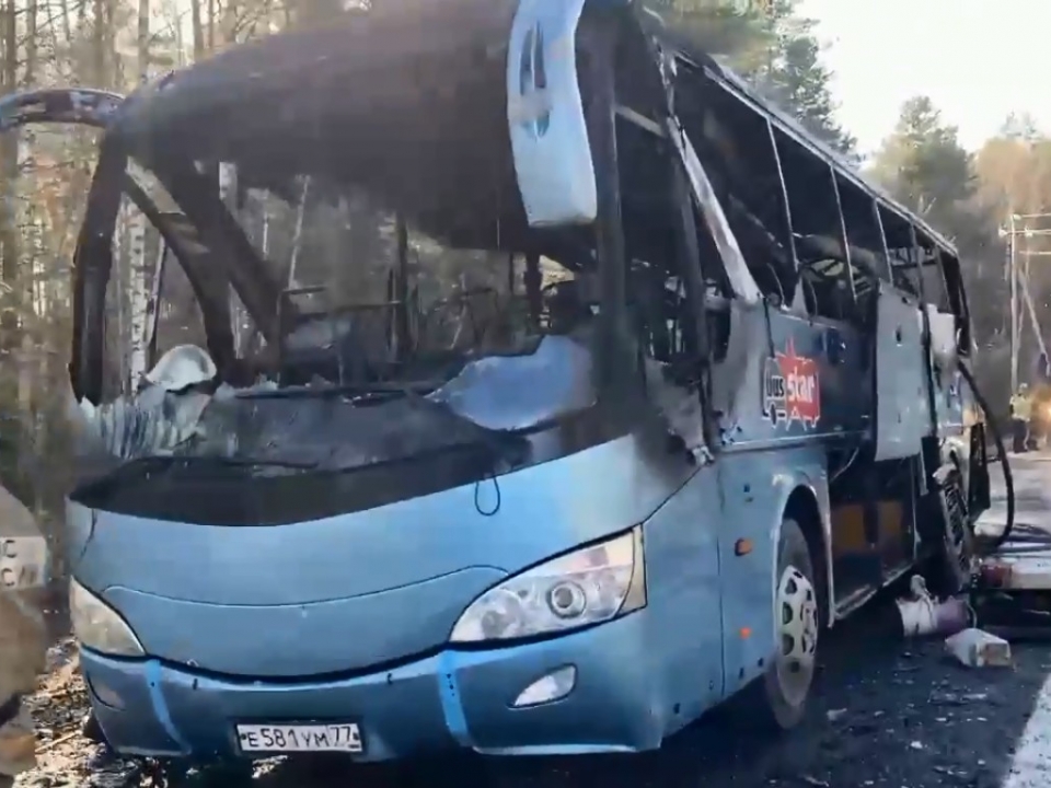Image for Автобус из Иванова сгорел в Нижегородской области 18 апреля