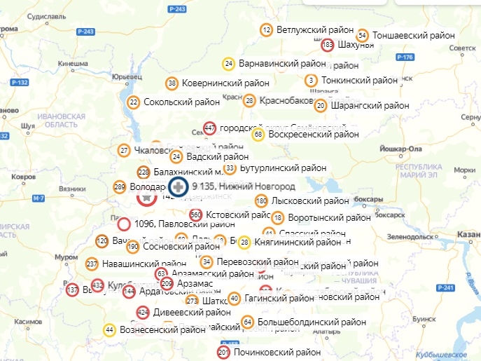 Обновленные данные заражений в Нижегородской области