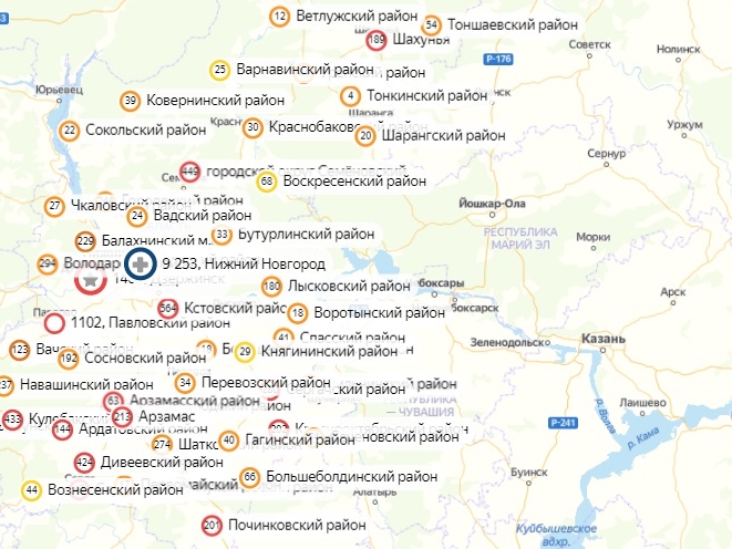 Появилась карта заражений Нижегородской области на 8 июля