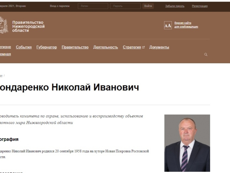 Нижегородские власти удалили информацию о Бондаренко с сайта правительства