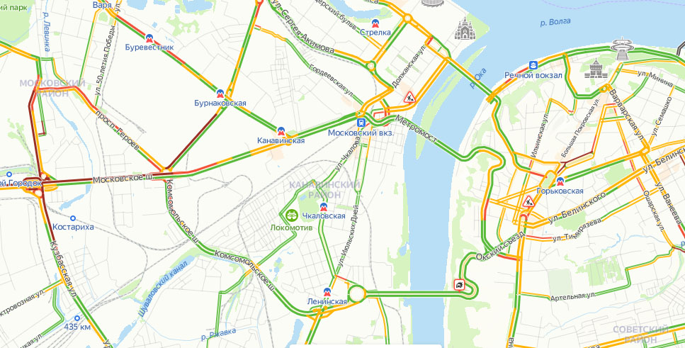 Карта загруженности дорог нижний новгород