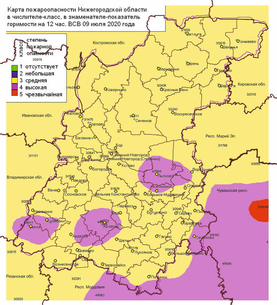 Карта пожароопасности в нижегородской области