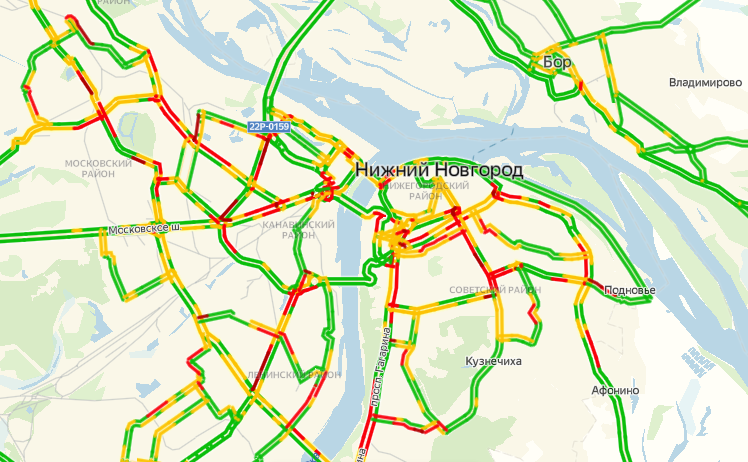 Карта нижнего новгорода пробки на дорогах