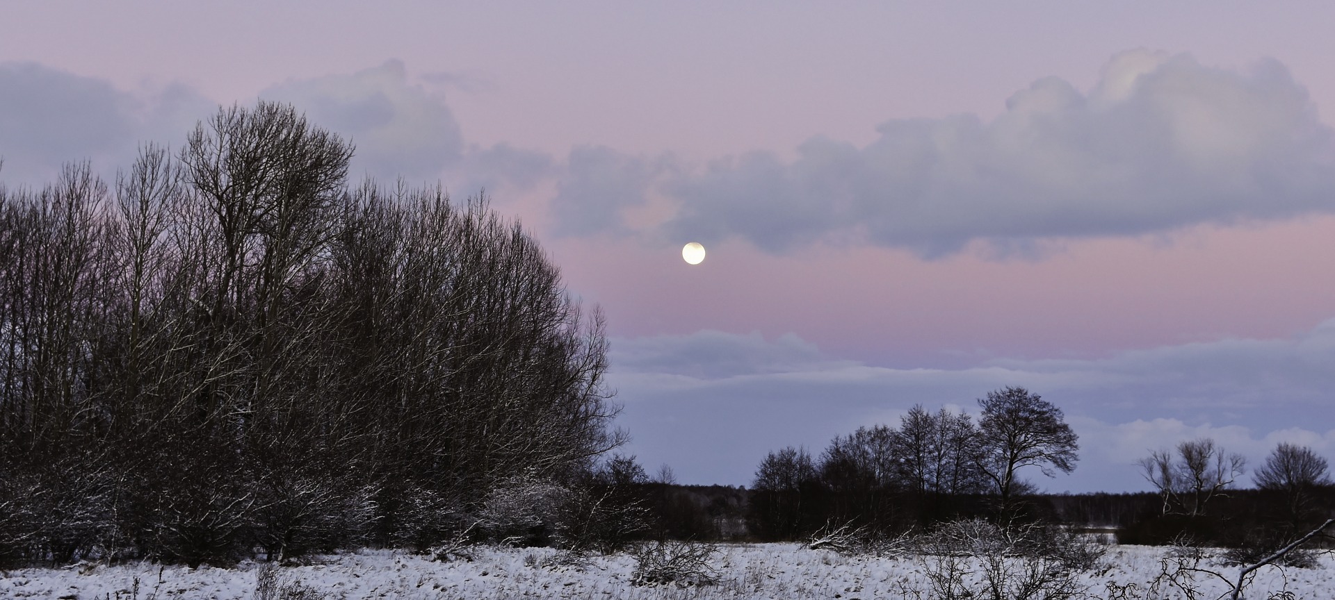 Зима поле Луна