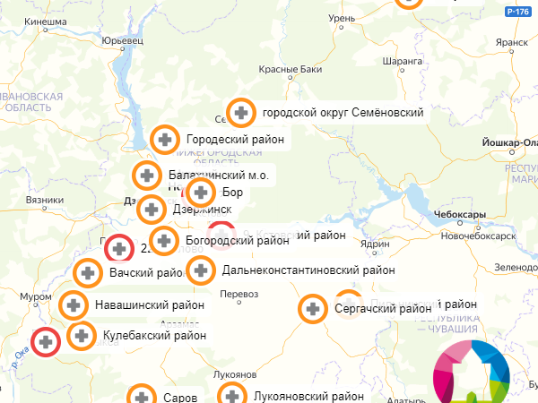 Появилась интерактивная карта заражений COVID-19 в Нижегородской области